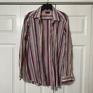Claiborne Casual seersucker multi color shirt. Size Large.